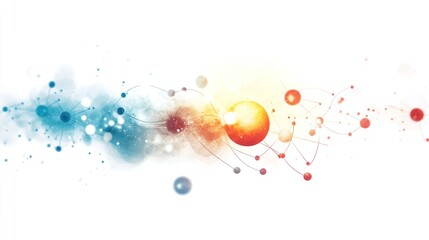 Poster - numbers floating in space with a particle cloud and atomic structures