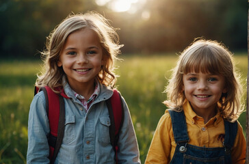 Wall Mural - portrait of two children