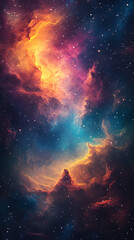 Wall Mural - A vibrant cosmic scene with swirling colors and stars, evoking a sense of wonder.