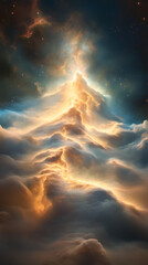 Wall Mural - A vibrant cosmic scene depicting luminous clouds and celestial formations.
