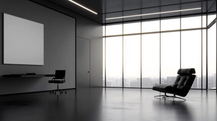 Aufkleber - Modern office interior with blank poster, desk and armchair