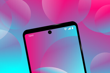 Wall Mural - smartphone screen on a gradient background. popular social media style. mobile app screen template
