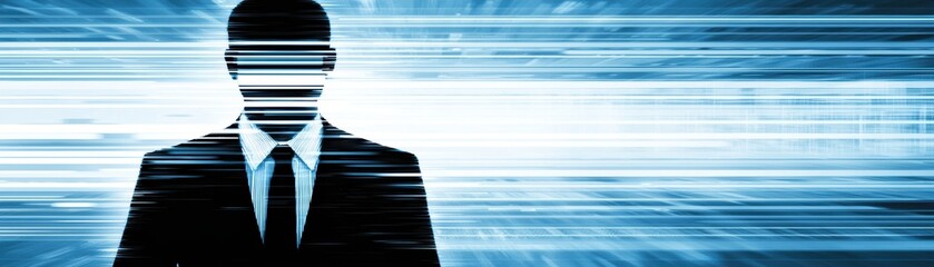Poster - Solitary futuristic hologram on blue background showcases ai bus in urban environment a glimpse into advanced transportation technology