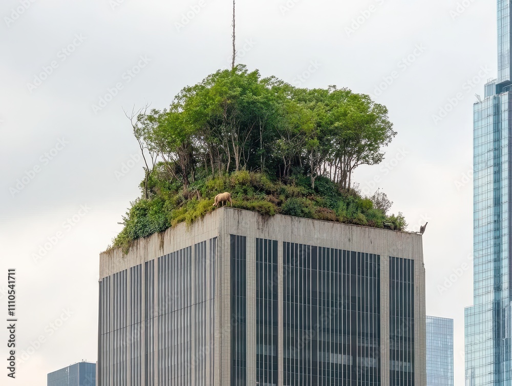 Image result for Human vs Nature Concept. A modern skyscraper features a unique green ...