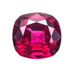Aufkleber - Close-up of a dazzling cushion-cut pink ruby gemstone, set against a clear background, highlighting its stunning facets and vibrant hue