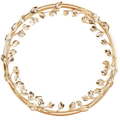 Aufkleber - Elegant golden circular frame decorated with floral motifs, perfect for adding a touch of luxury to any design project, featuring a transparent background for easy integration