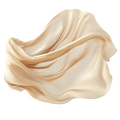 Fototapete - Elegant beige silk or satin fabric flowing smoothly on transparent background, perfect for luxury or fashion designs