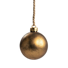 Aufkleber - Sparkling gold christmas ornament suspended from a thread, with a transparent backdrop, ideal for seasonal designs