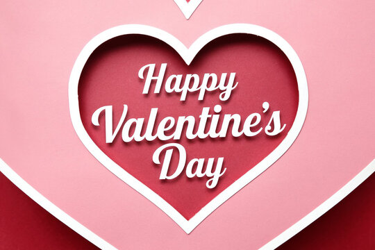 Happy valentines day greeting card banner lettering romantic red pink love heart theme background
