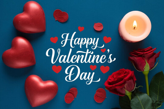 Happy valentines day greeting card banner lettering romantic red pink love heart theme background