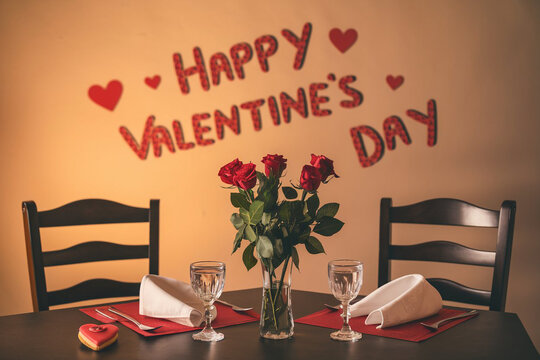 Happy valentines day greeting card banner lettering romantic red pink love heart theme background