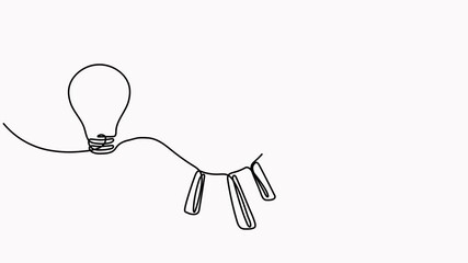 Poster - lightbulb with target and arrow continuous one line drawing animation. startup idea concept animated