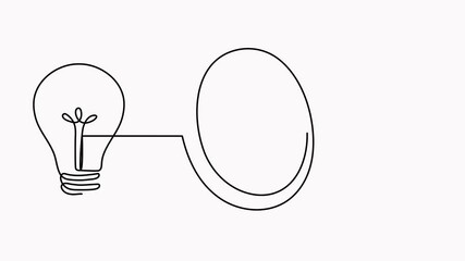 Poster - lightbulb with target and arrow continuous one line drawing animation. startup idea concept animated