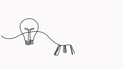 Wall Mural - Lightbulb with target and arrow continuous one line drawing animation. Startup idea concept animated video.