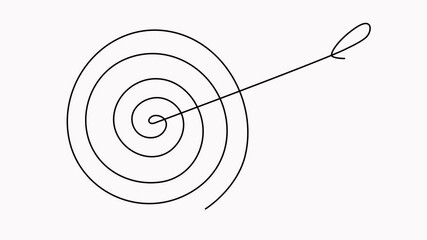 Poster - target with arrow continuous line drawing animated video. hand drawn linear goal circle animation.