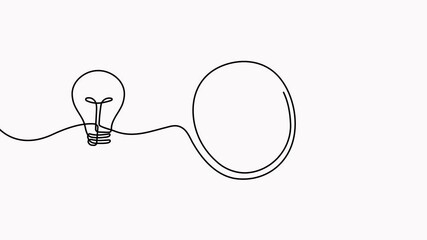 Poster - lightbulb with target and arrow continuous one line drawing animation. startup idea concept animated