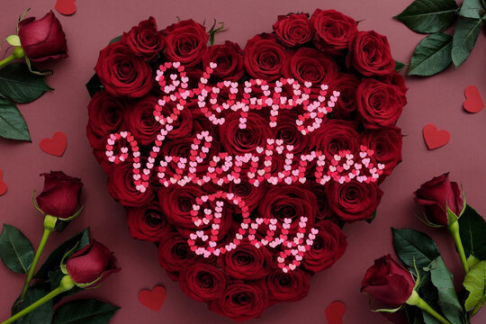 Happy valentines day greeting card banner lettering romantic red pink love heart theme background