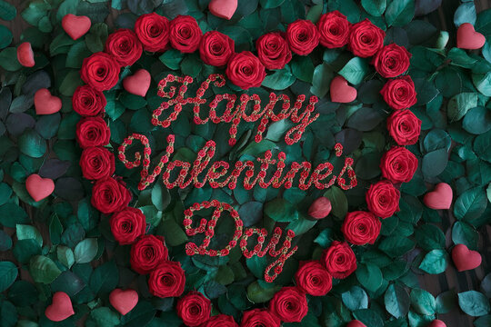 Happy valentines day greeting card banner lettering romantic red pink love heart theme background