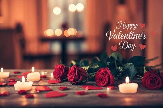 Happy valentines day greeting card banner lettering romantic red pink love heart theme background