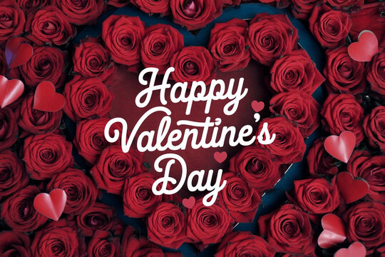 Happy valentines day greeting card banner lettering romantic red pink love heart theme background