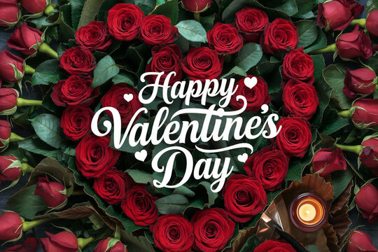 Happy valentines day greeting card banner lettering romantic red pink love heart theme background