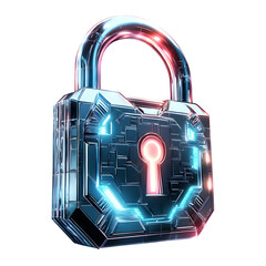Fototapete - Advanced, illuminated padlock symbolizes strong digital security with cutting-edge technology and a clear background