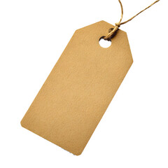 Poster - Blank brown cardboard rectangular label with string and hole, perfect for customization, isolated on a transparent background