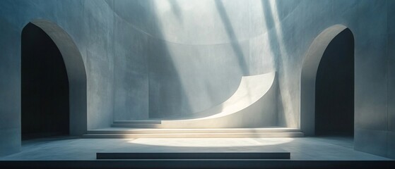 Poster - Dramatic shadow effects cast an air of mystery and intrigue over a minimalist stage creating an immersive and captivating visual experience