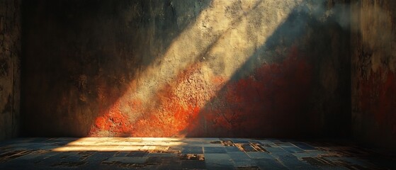 Poster - Dramatic Shadow Effects on a Textured Backdrop Creating Intrigue and Dimension for a Captivating Stage Like Scene  Abstract Moody and Cinematic Digital Perfect for Creative Projects