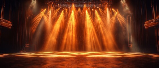 Poster - Bright spotlights and dramatic lighting create an electrifying atmosphere drawing attention to key moments in a captivating theatrical performance on stage