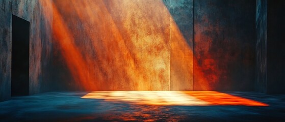 Poster - Dramatic shadow effects cast across a minimalist stage creating an atmosphere of mystery and intrigue  The bold