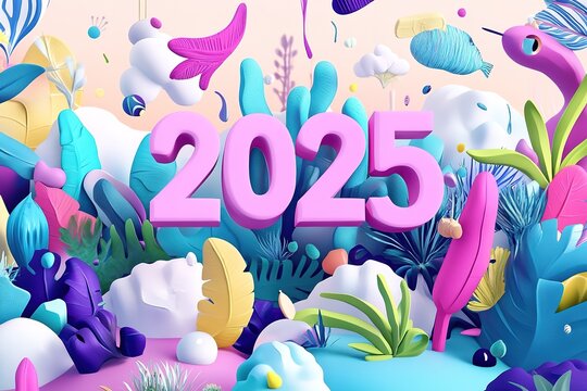 3D Colorful Gradient sign 2025 on a light background
