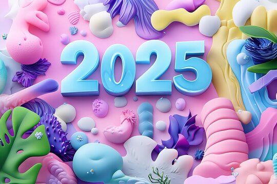 3D Colorful Gradient sign 2025 on a light background
