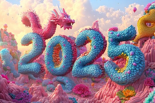 3D Colorful Gradient sign 2025 on a light background
