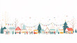 © Thamrong - A clean vector depiction of a Christmas market, with small booths arranged neatly and decorated with elegant lights and garlands. People dressed in colorful winter clothing interact in the