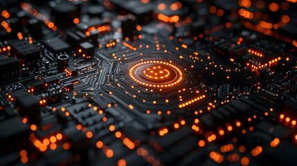 Poster - Illuminated Circuit Board Shows Happy Face Symbol