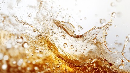 Poster - Vibrant splash of bubbles from a fizzy sparkling drink swirling and intertwining in an energetic dynamic motion against a clean white background
