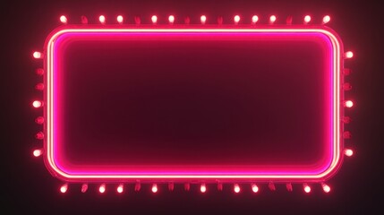 Poster - Neon Frame with Bright Lights on Dark Background for Creative Displays