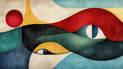 Wall Mural - Abstract illustration featuring bold colors and unique shapes.