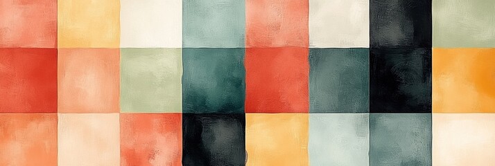 Wall Mural - Colorful abstract watercolor squares with soft edges, perfect for backgrounds or design elements.
