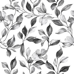 Sticker - Elegant Monochrome Floral Botanical Pattern seamless, pattern, background, texture