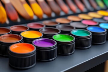 Poster - A dynamic image of CMYK swatches being compared under natural and artificial light in a printing room