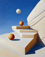 Poster - Conjunction of Planets Above Surreal Steps Leading to Celestial Heights in a Vibrant Sky