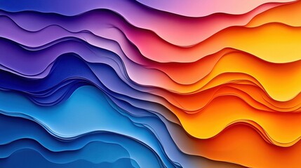 Wall Mural - Vibrant abstract waves in shades of blue, purple, orange, and pink creating a dynamic visual effect.