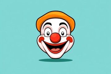 Aufkleber - A minimalist graphic of a clown face, drawn in simple geometric shapes with a bright red nose as the focal point