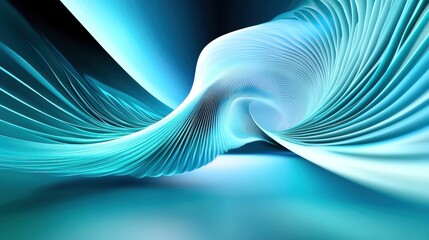Wall Mural - Abstract wave pattern in blue and white colors, creating a modern and fluid design.