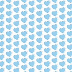 Wall Mural - Blue heart seamless pattern.Love repeat pattern with pastel cute hearts isolated on white background.Vector graphic illustration wallpaper for valentine, wedding, anniversary, birthday.