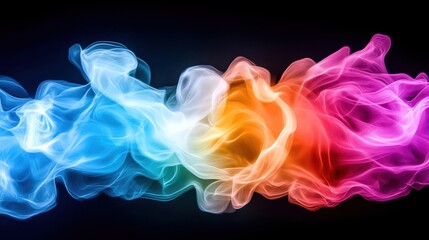 Wall Mural - Colorful smoke waves with vibrant colors blending and flowing against a dark background.