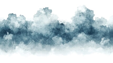 Wall Mural - beautiful watercolor clouds in shades of blue and gray on a white background.