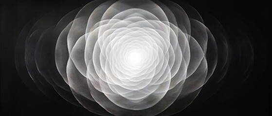 Poster - monochrome abstract visualization depicting powerfully echoing projected speech shown through expand
